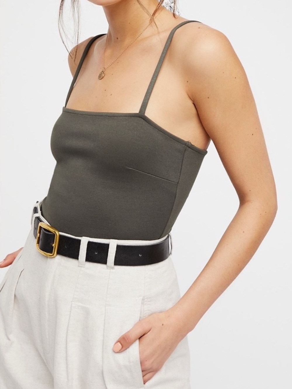 EUC Free People Square Neck Bodysuit Y2K Anthropologie Streetwear Casual Fall